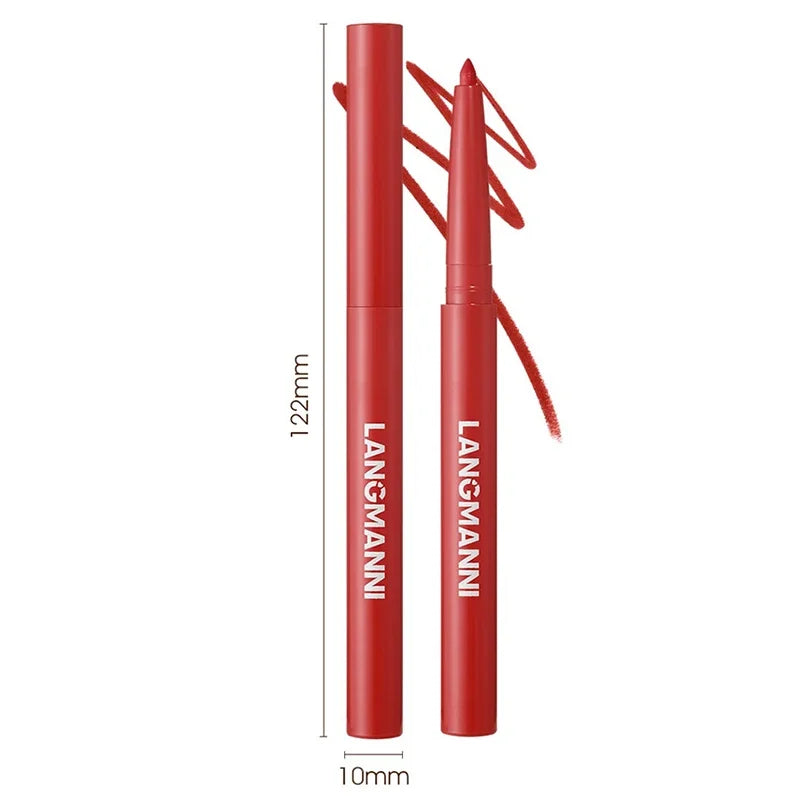 Un tubo de delineador labial mate waterproof rojo Longmanni, mostrado verticalmente.