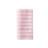 A roll of pink exfoliating loofah or body scrubber.