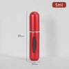 Flacon de parfum cylindrique rouge avec cap argenté et chambre intérieure noire, sur fond gris clair.