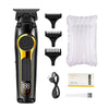 A kit of professional rechargeable electric hair clippers, including various guards and a manual.