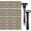 A set of 12 black and orange layered razor blades for men