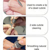 A set of precision diamond nail drill bits used for dead cuticle creation, cleaning, and smoothing natural nails.