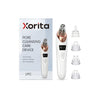 A white Xorita pore cleansing care device with multiple tips and a charging component.
