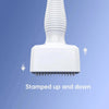 A white microneedling stamp roller with a threaded top, shown being stamped up and down.