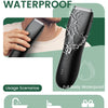 A black electric body shaver is shown being used, highlighting its IPX6 waterproof feature for various usage scenarios.
