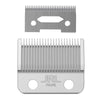 A silver precision electric hair trimmer blade with a fade guard and body.