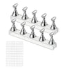 A silver nail practice stand set with multiple metal posts for practicing nail art.