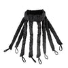 Black removable heatless hair curlers with long, thin strands for overnight styling