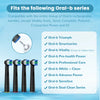 A graphic showing compatibility of replacement toothbrush heads with various Oral-b series including Triumph, Smartseries, Vi