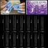 Diverses pointes de ongles en gel acrylique souples et allongées, de différentes tailles et formes.