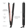 A black professional ceramic flat iron hair straightener with various features like temperature control and a switch.
