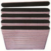 A stack of black and pink dual-grit nail files for shaping and smoothing.
