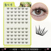A package of Dingsen Cluster Eyelash Extensions showing various lash styles and a close-up of a natural eye with extensions.