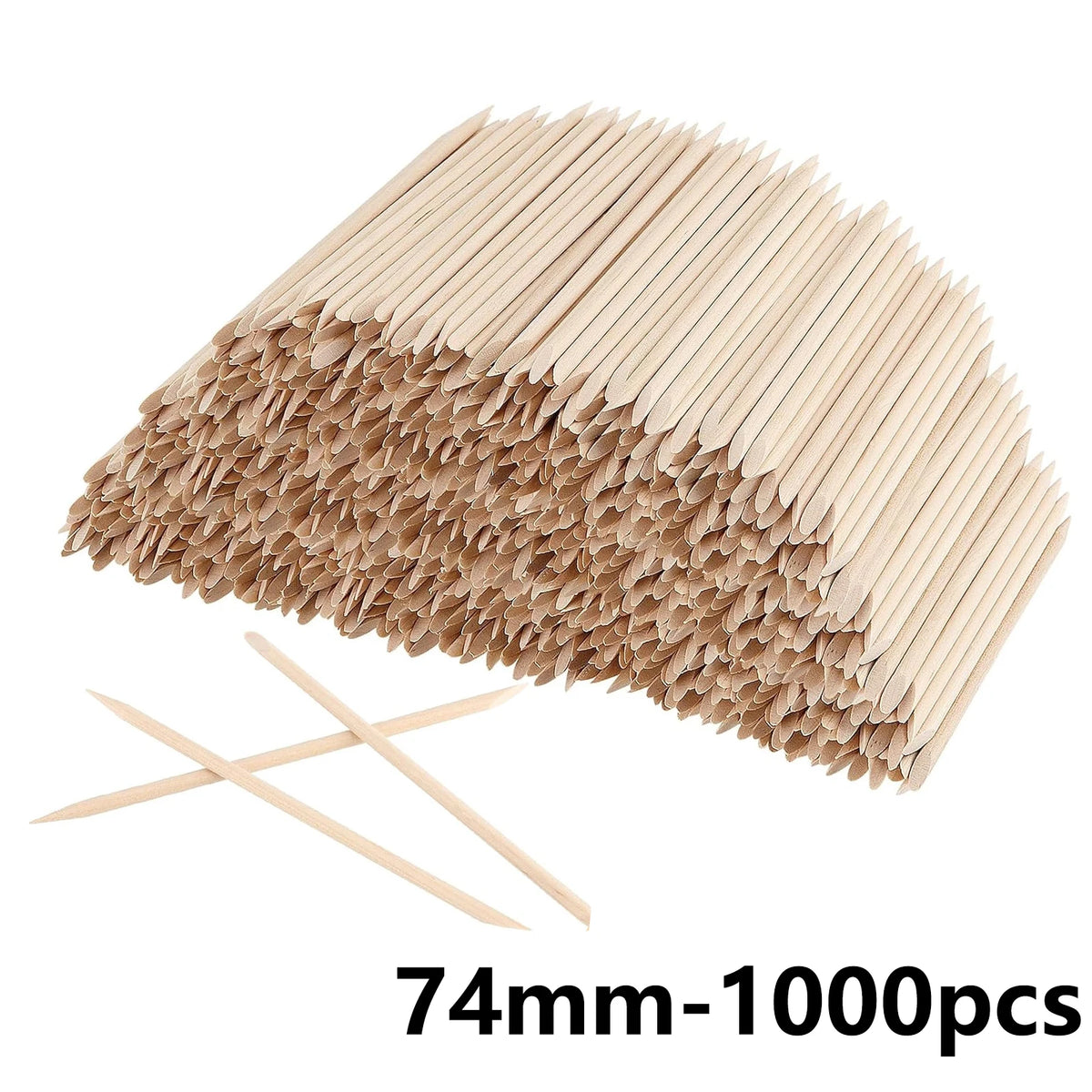 A bundle of natural wood nail art pusher sticks, showing the individual sticks and their quantity.