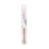A packaged soft bristle toothbrush set for sensitive gums with a light pink handle and white bristles.