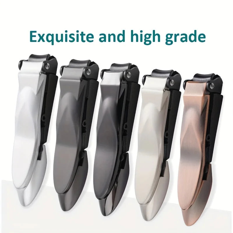 A set of exquisite and high-grade heavy duty self-collecting nail clippers for men in silver and black finishes.