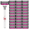 A set of durable stainless steel razors with black and pink handles arranged in a grid.