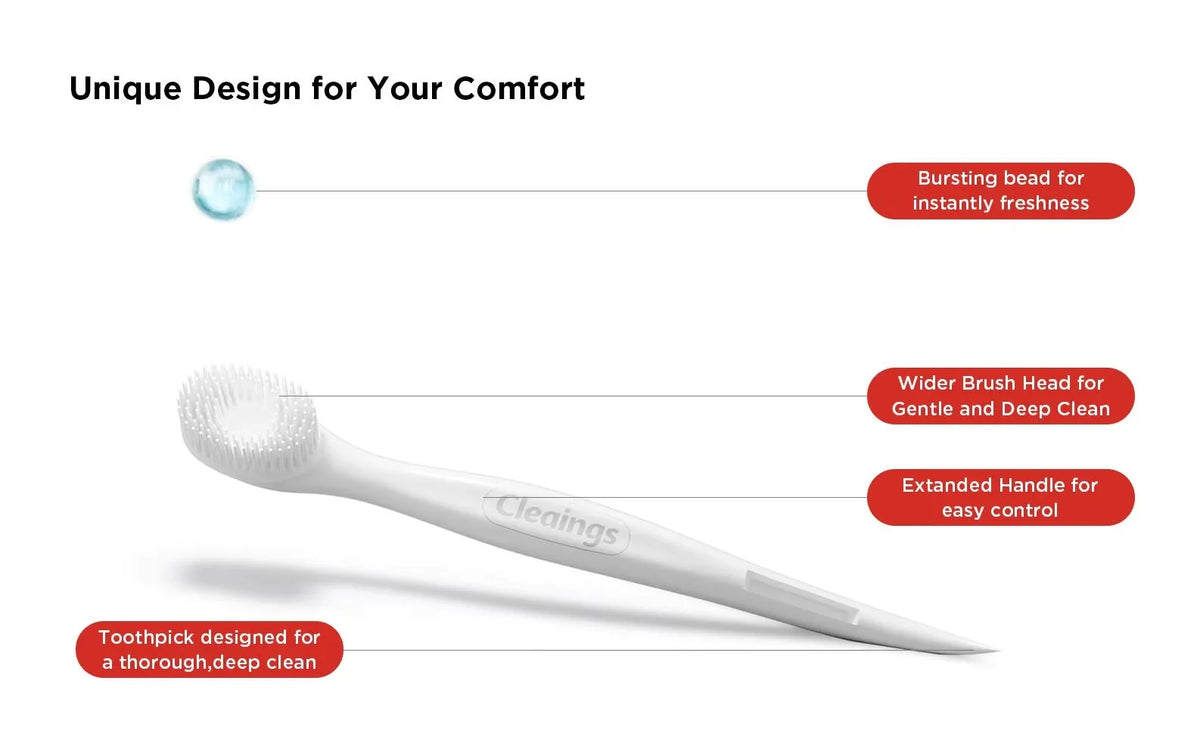 Ensemble de brosse à dents mini portable blanche avec tête large et manche allongé pour un nettoyage en profondeur.