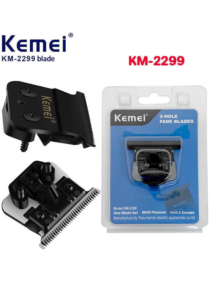 Kemei KM-2299 blade and replacement blades packaged for hair trimmer