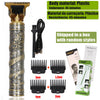 A gold-colored electric hair shaver trimmer with a decorative dragon design and various sized attachments.