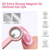 A pink magnetic nail art stick used to create a defined cat-eye effect on a manicure.