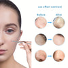 Demonstration of a stainless steel facial cleansing tool set showing before and after skin texture improvement.