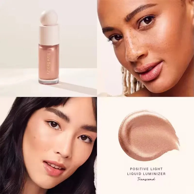 Close-up of a woman applying liquid bronzer contour foundation stick on her face.