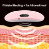 A pink electric heating device is shown above a cross-section of skin layers.