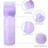 A purple hair color applicator bottle featuring a comb shape, wide mouth, graduated scale, and sturdy bottle bottom.