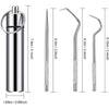 Kit de cure-dents en acier inoxydable réutilisables avec différentes tailles et un support à boucle