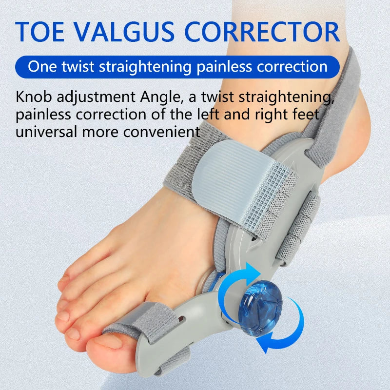 Un dispositif correcteur de valgus du gros orte est utilisé sur un pied pour redresser les orteils.