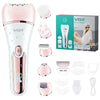 A collection of VGR multi-functional electric epilator tools in pink and white, including various facial and body hair remova