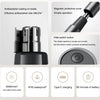 A black electric nose and eyebrow hair trimmer with various features shown.