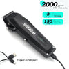 Black professional electric hair clippers with a battery and Type C-USB port