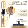A gold and black mini refillable perfume bottle with a visual window and a nozzle diameter of less than 4mm.