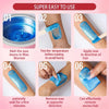 A set of blue wax beads and a wax warmer are shown with instructions for hair removal.