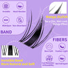 A close-up of black eyelash fibers and a band demonstrating the Manga Stylish effect for a chic wet-look manga effect.