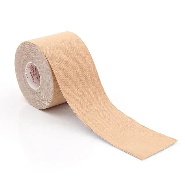 Roll of beige kinesiology tape for wrinkle reduction