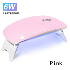 Sèche-ongles portable LED UV rose avec six perles lumineuses