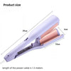 A light purple ceramic hair curling iron with a rose gold finish shown next to its power cord.
