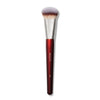 Pincel corrector grande cónico con cerdas rosadas y ferrule plateada.