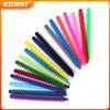 A collection of colorful dental orthodontic elastic ligature ties arranged in a fan shape.