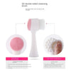 A white 3D double-sided cleansing brush showing the soft fiber wool and soft silica gel sides.