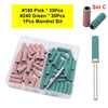Ensemble C de 30 pièces de bits manuels roses et verts pour foreuses à ongles