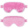 A pink reusable gel eye mask designed for migraine and eye fatigue relief.