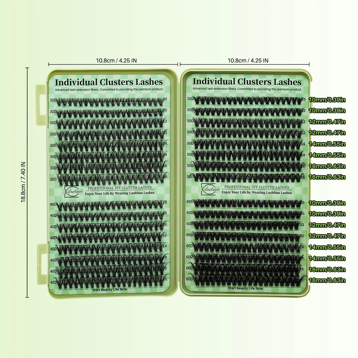 Two packages of individual clusters lashes for DIY lash clusters with various lengths and styles