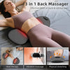 Eine Frau benutzt einen 3-in-1 Rückenmassierer für Wärmetherapie, Vibrationsmassage und Dehnung ihres unteren Rückens.
