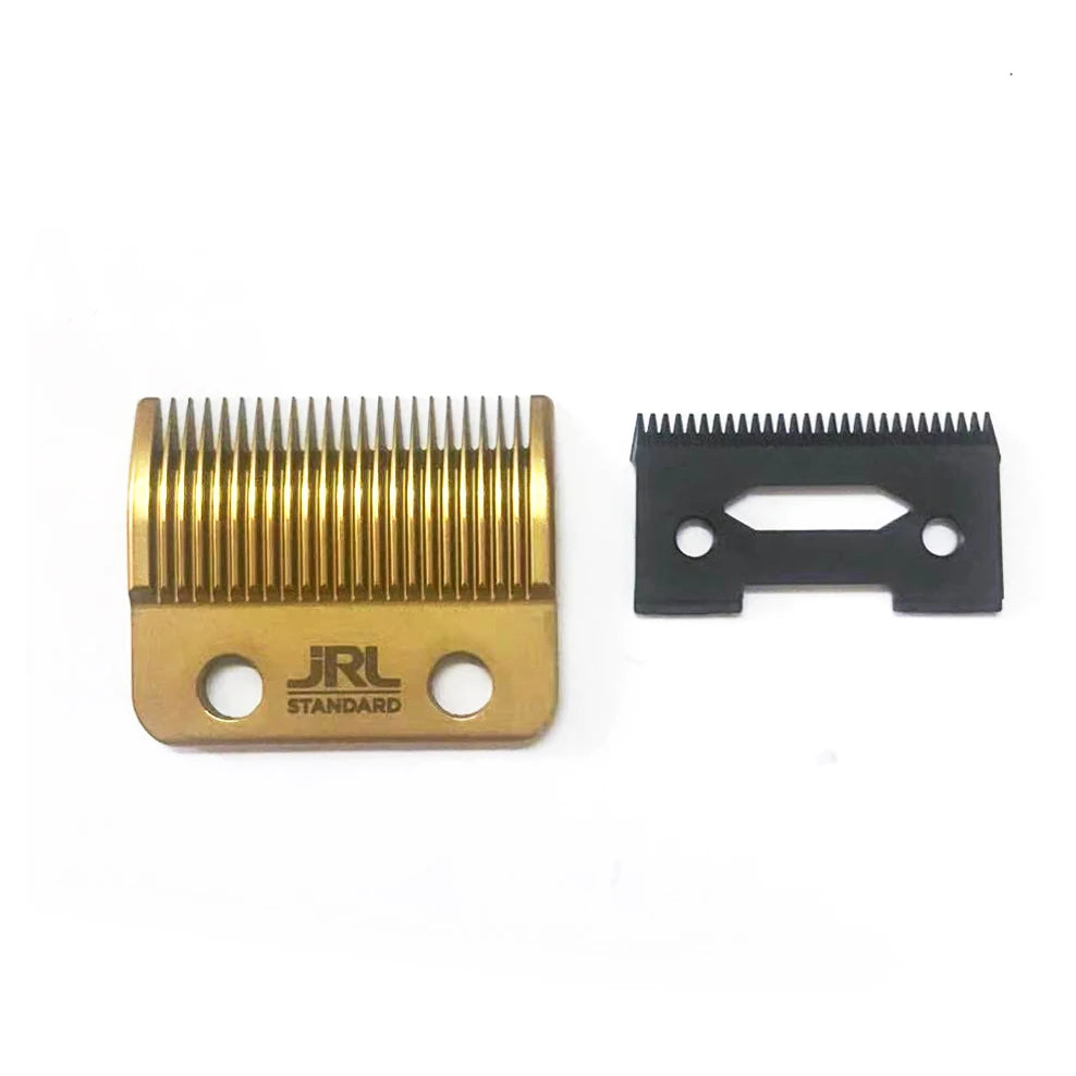 A brass precision electric hair trimmer and grooming kit with a standard metal comb attachment.