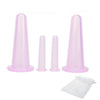 A set of pink silicone facial cupping massage cones and a white disposable bag.