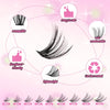 A collection of DIY natural wispy lash clusters shown in various lengths, from 8mm to 16mm.